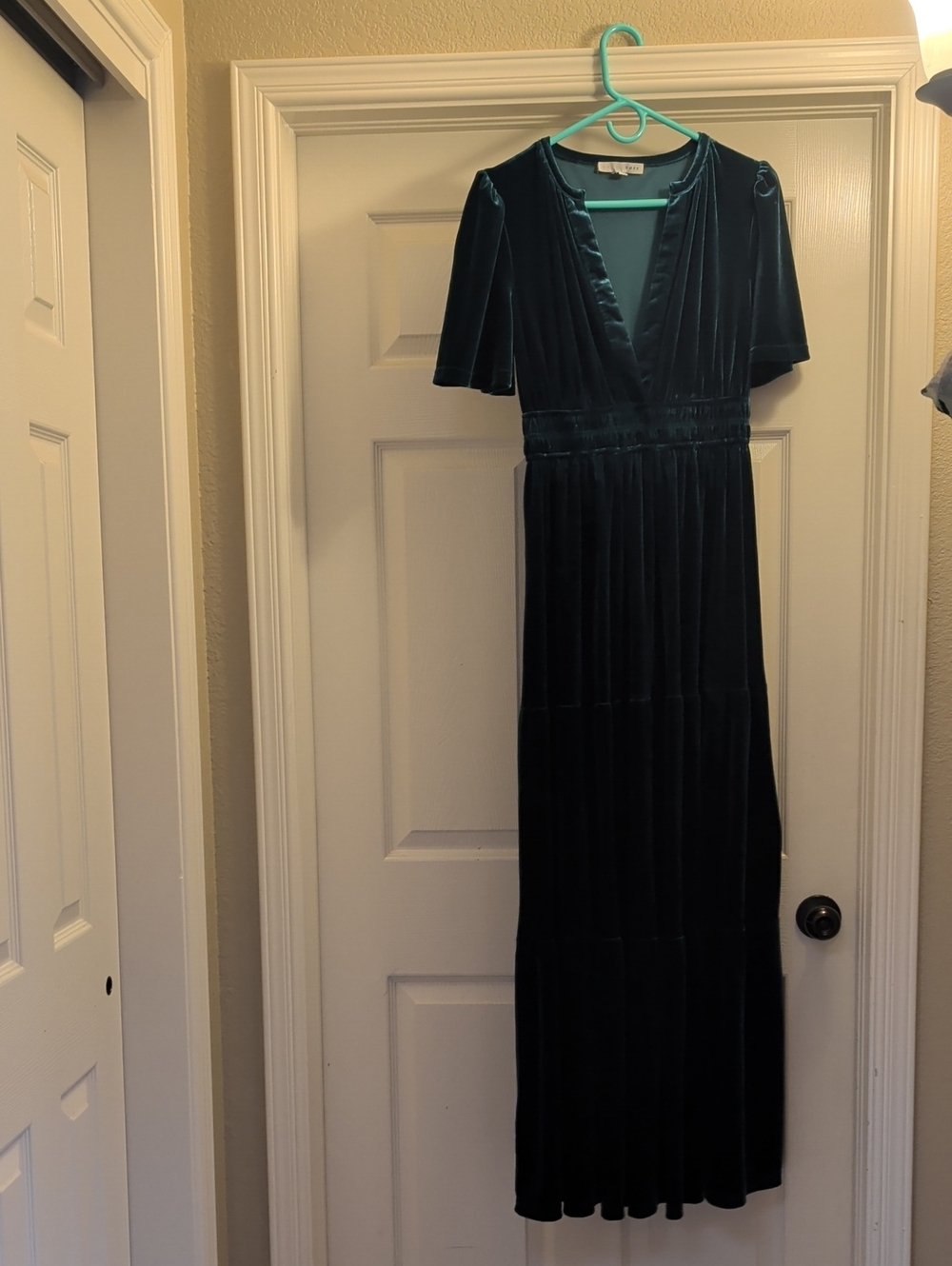 Baltic Born Emerald Green Velvet V-Neck Maxi Dress